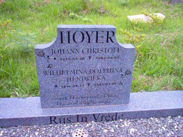 HOYER Johann Christoff 1915-1982 &amp; Wilhelmina Hendrieka 1916-1983