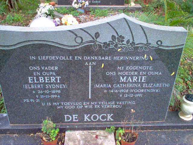 KOCK Elbert Sydney, de 1898-1994 &amp;  Maria Catharina Elizabeth VOORENDYK 1908-1991