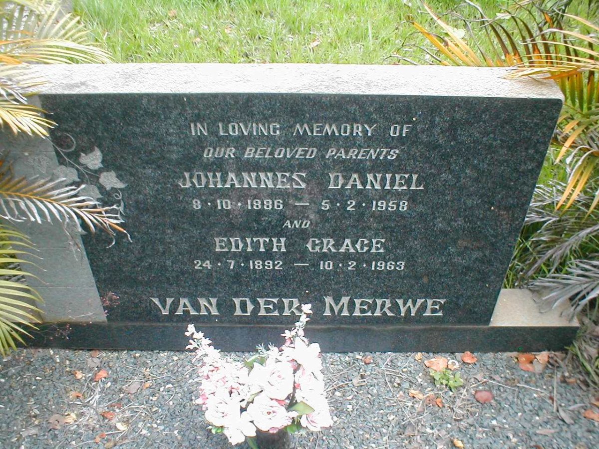MERWE Johannes Daniel, van der 1886-1958 &amp; Edith Grace 1892-1963