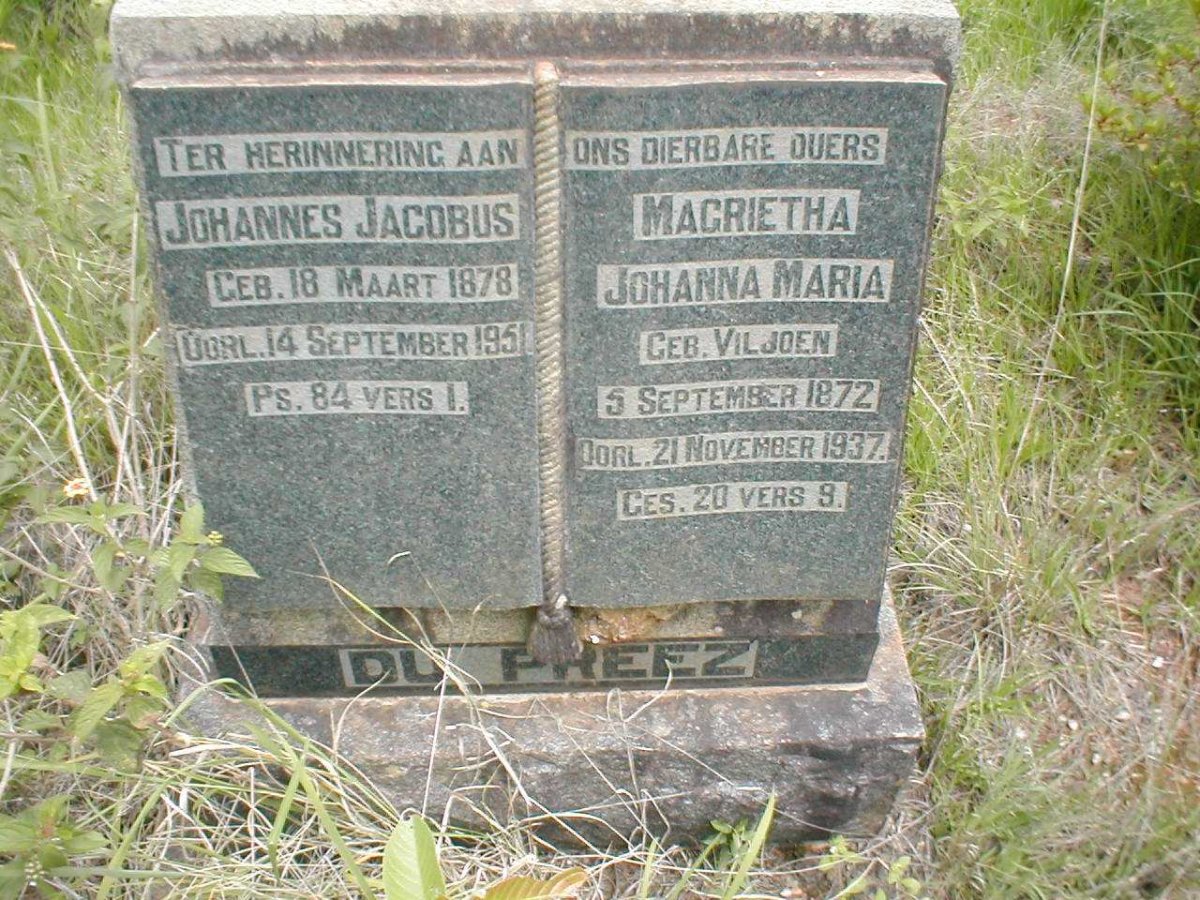 PREEZ Johannes Jacobus, du 1878-1951 &amp; Magrietha Johanna Maria VILJOEN 1872-1937
