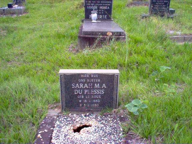 PLESSIS, Sarah M.A., du nee LE ROUX 1893-1980