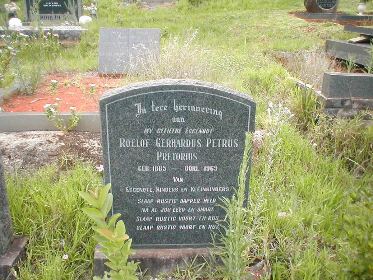 PRETORIUS Roelof Gerhardus Petrus 1885-1969
