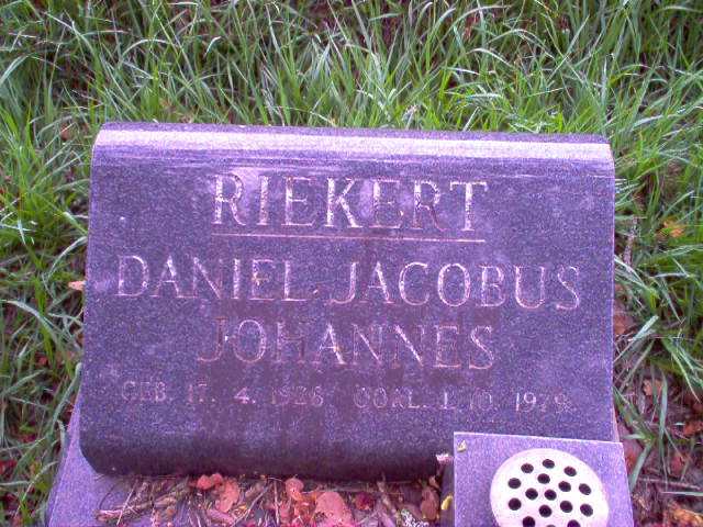 RIEKERT Daniel Jacobus Johannes 1928-1979