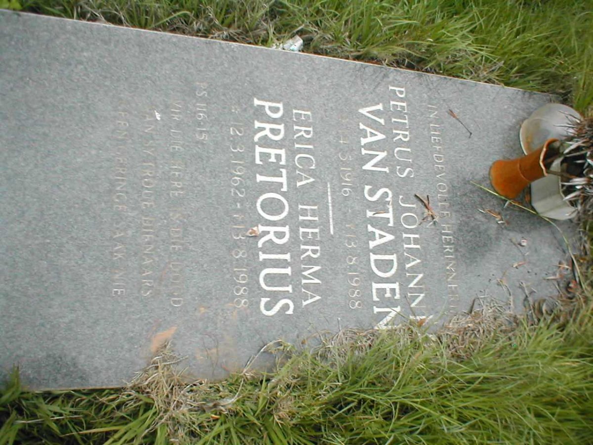 STADEN Petrus Johannes, van 1916-1988 :: PRETORIUS Erica Herma 1962-1988