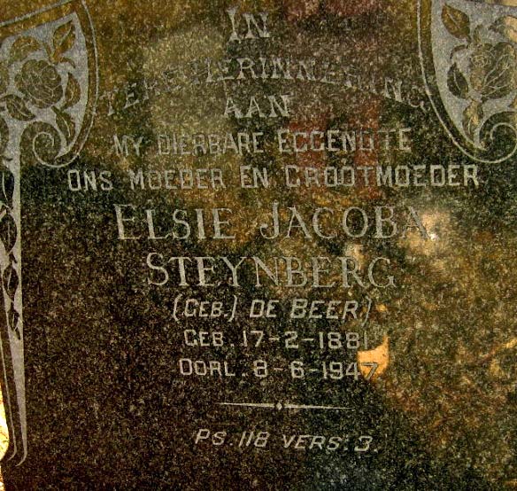 STEYNBERG Elsie Jacoba nee DE BEER 1881-1947