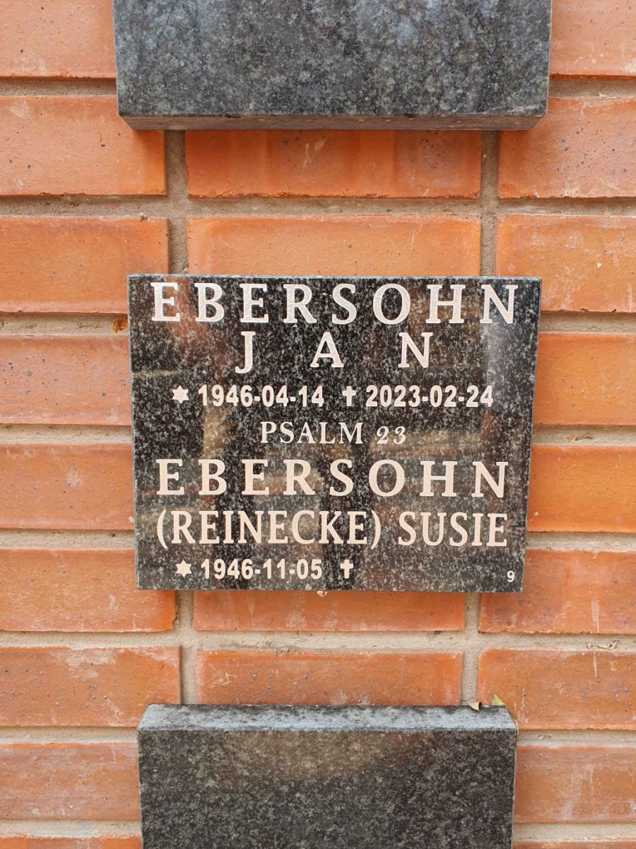 EBERSOHN Jan 1946-2023 &amp; Susie REINECKE 1946-