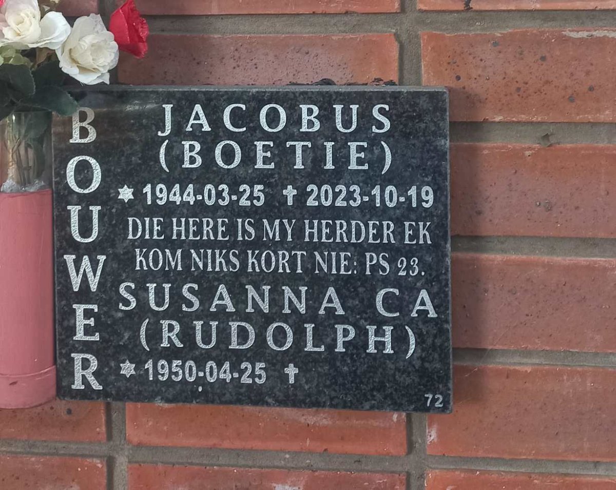 BOUWER Jacobus 1944-2023 & Susanna C.A. RUDOLPH 1950-