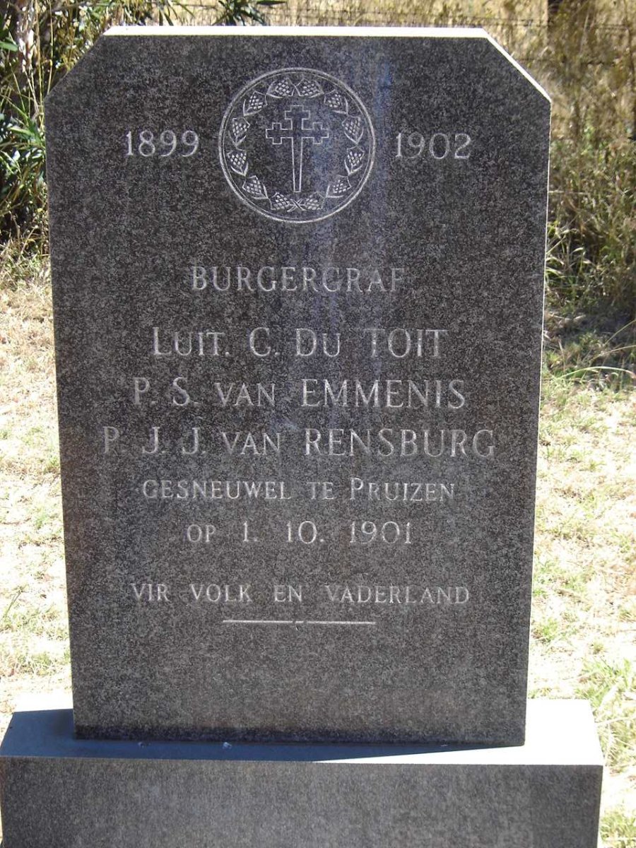 TOIT Christoffel, du 1872-1901 :: JANSE VAN RENSBURG Petrus Johannes 1881-1901 :: VAN EMMENES Petrus Stefanus -1901 