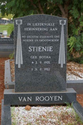 ROOYEN Stienie, van nee BOTHA 1905-1982