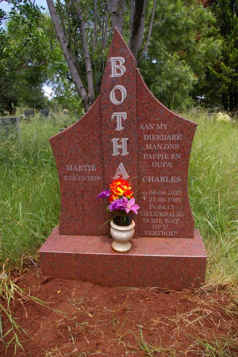 BOTHA Charles 1922-1999 &amp; Martie 1928-