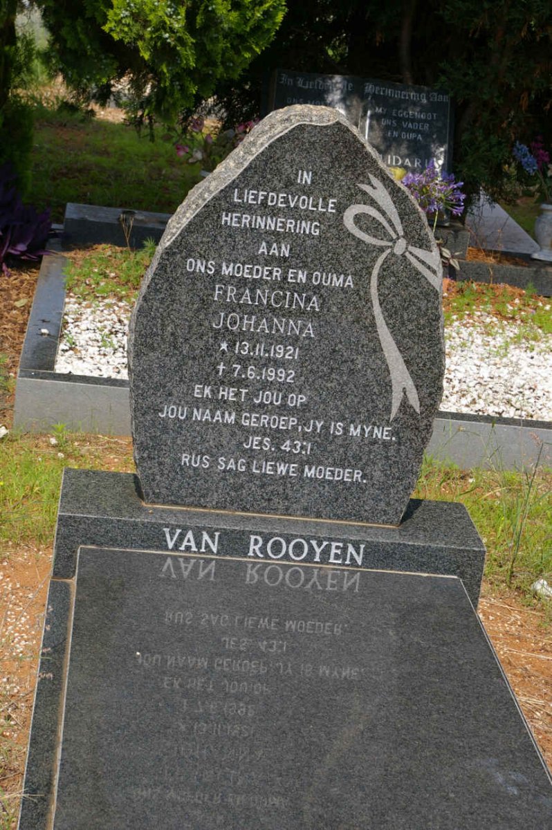 ROOYEN Francina Johanna, van 1921-1992