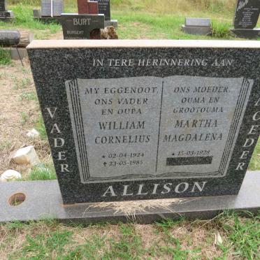 ALLISON William Cornelius 1924-1985 & Martha Magdalena 1928-