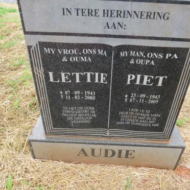 AUDIE Piet 1943-2005 & Lettie 1943-2005