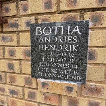 BOTHA Andries Hendrik 1938-2017