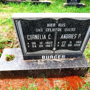 BURGER Andries P. 1915-1995 & Cornelia C. 1922-1987