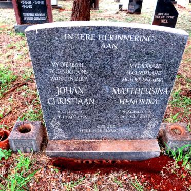 BOSMAN Johan Christiaan 1921-1979 & Mattheusina Hendrika 1926-2017