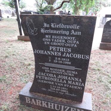 BARKHUIZEN Petrus Johannes Jacobus 1913-1996 & Jacboba Johanna Petronella Maria VAN STADEN 1921-2001