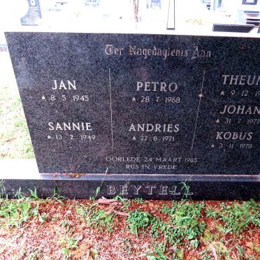 BEYTELL Jan 1945-1985 & Sannie 1949-1985 :: BEYTELL Petro 1968-1985 :: BEYTELL  Andries 1971-1985 :: BEYTELL Theunis 1974-1985 :: BEYTELL Johan 1977-1985 :: BEYTELL Kobus 1978-1985