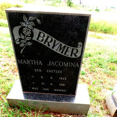 BRYMER Martha Jacomina nee COETZEE 1922-1981