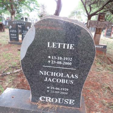 CROUSE Nicholaas Jacobus 1929-2004 & Lettie 1932-2000