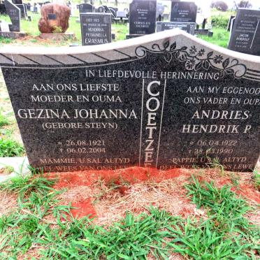 COETZEE Andries Hendrik P. 1922-1990 & Gezina Johanna STEYN 1921-2004