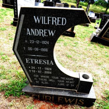 CURLEWIS Wilfred Andrew 1924-1986 & Etresia 1924-2004