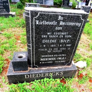 DIEDERICKS B.H.P. 1915-1987 & W.J. 1923-2001