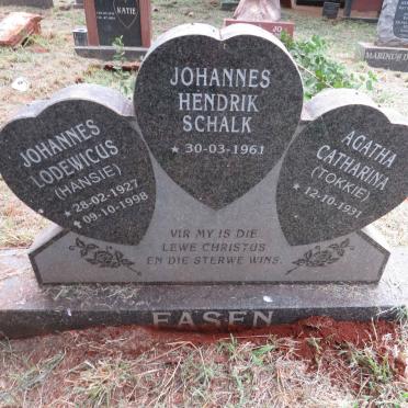 FASEN Johannes Lodewicus 1927-1998 & Agatha Catharina 1931- :: FASEN Johannes Hendrik Schalk 1961-