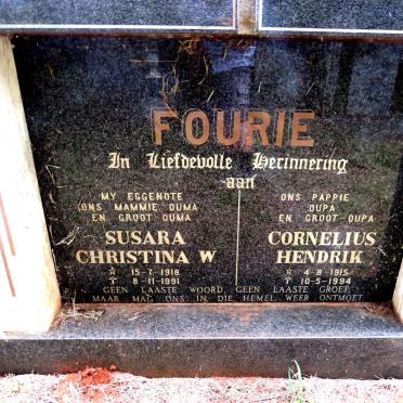 FOURIE Cornelius Hendrik 1915-1994 & Susara Christina W. 1918-1991