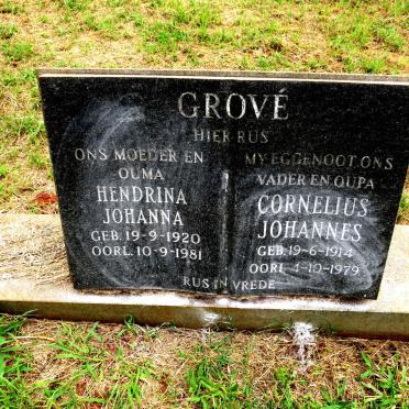 GROVE Cornelius Johannes 1914-1979 & Hendrina Johanna 1920-1981