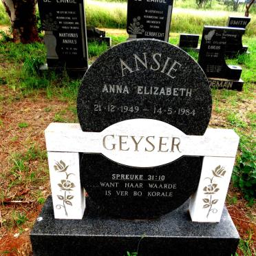 GEYSER Anna Elizabeth 1949-1984