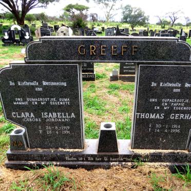 GREEFF Thomas Gerhardus 1914-1996 & Clara Isabella JORDAAN 1919-1991