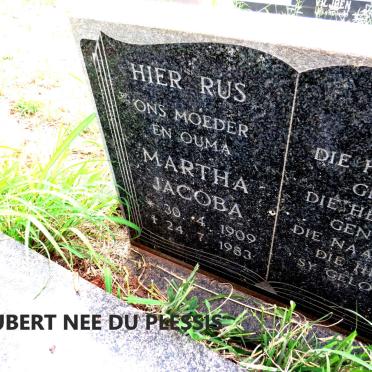 JOUBERT Martha Jacoba nee DU PLESSIS 1909-1983