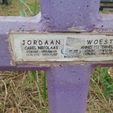 JORDAAN Carel Nicolaas 1957-2013 :: WOEST Annie Pieternella 1993-2013