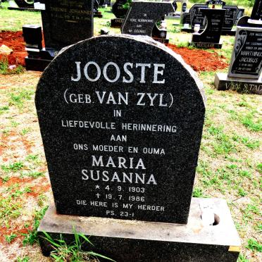 JOOSTE Maria Susanna nee VAN ZYL 1903-1986