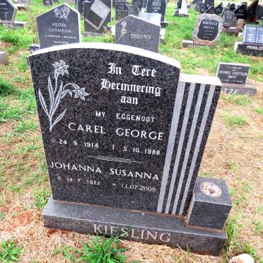 KIESLING Carel George 1914-1988 :: KIESLING Johanna Susanna 1922-2005