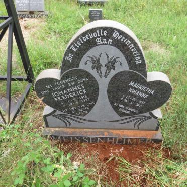 MEISSENHEIMER Johannes Frederick 1918-1997 & Magrietha Johanna 1923-2013