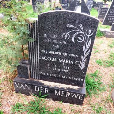 MERWE Jacoba Maria C., van der 1924-1988