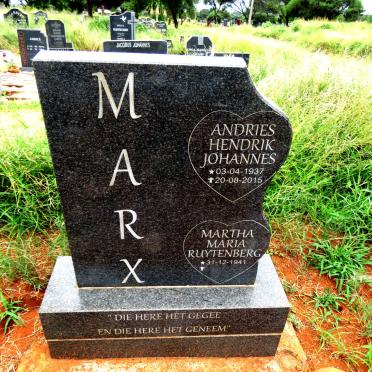 MARX Andries Hendrik Johannes 1937-2015 & Martha Maria RUYTENBERG 1941-