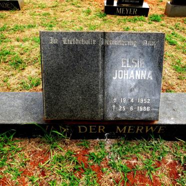 MERWE Elsie Johanna, van der 1952-1986