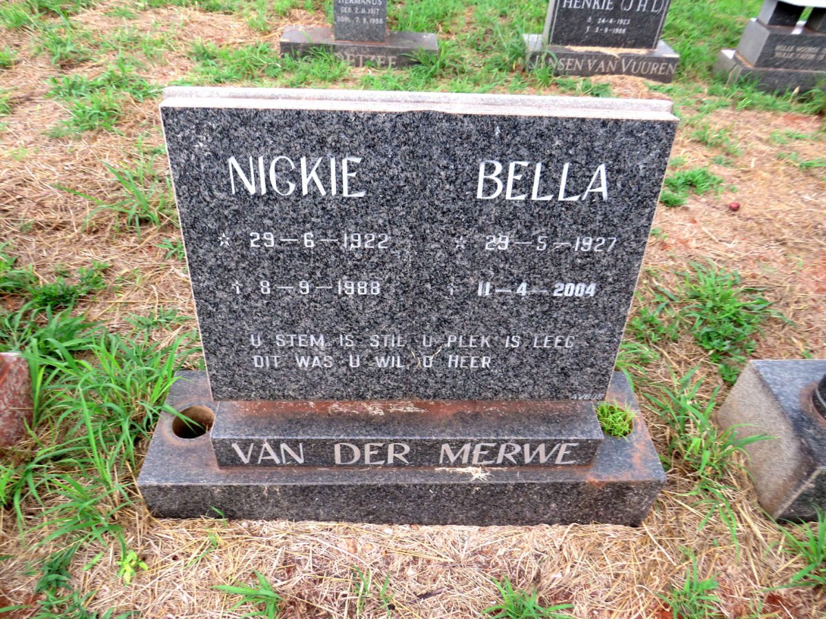 MERWE Nickie, van der 1922-1988 :: MERWE Bella, van der 1927-2004