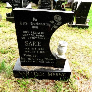 MERWE Sarie, van der 1904-1991