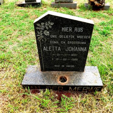 MERWE Aletta Johanna, van der 1897-1988