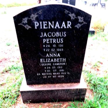 PIENAAR Jacobus Petrus 1911-1989 & Anna Elizabeth CAMERON 1913-1991
