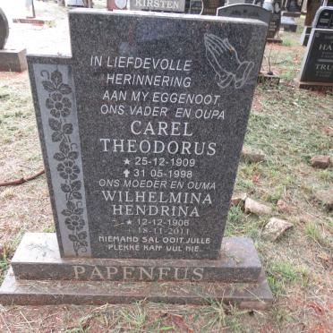 PAPENFUS Carel Theodorus 1909-1998 & Wilhelmina Hendrina 1906-2011