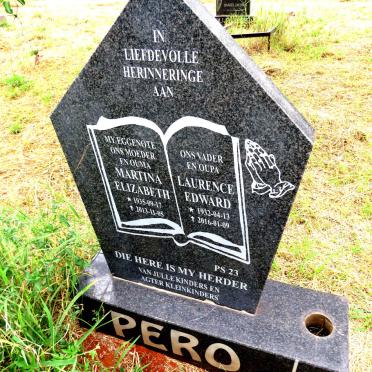 PERO Laurence Edward 1932-2016 & Martina Elizabeth 1935-2013