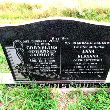 PRINSLOO Cornelius Johannes Jacobus 1910-1988 & Anna Susanna PIETERSE 1921-1980