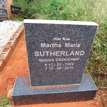 SUTHERLAND Martha Maria nee CROUCAMP 1924-2010