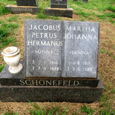 SCHONEFELD Jacobus Petrus Hermanus 1910-1988 & Martha Johanna 1919-1989