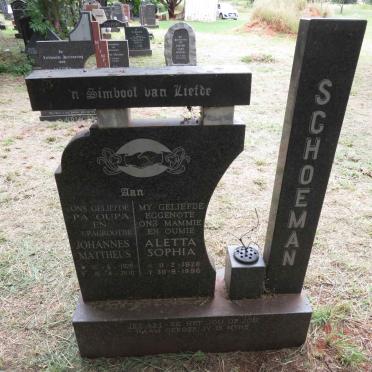 SCHOEMAN Johannes Mattheus 1925-2010 & Aletta Sophia 1928-1996